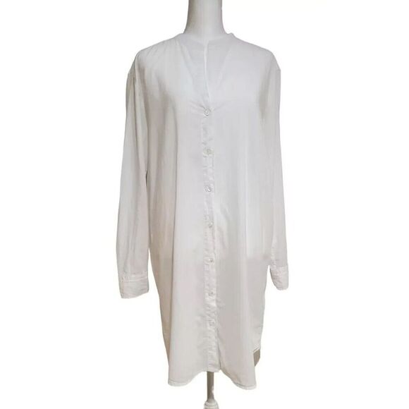 New James Perse Women's Mandarin Collar Shirtdress White Size 3 Large - Picture 5 of 6